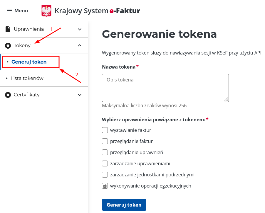 Generowanie tokena KSeF