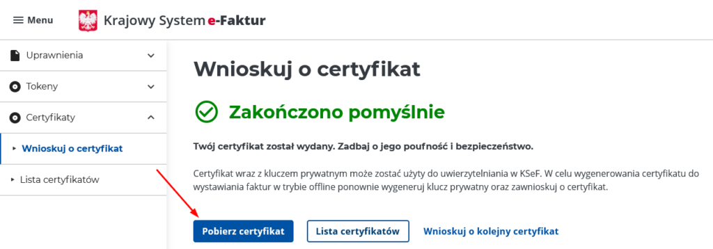 Certyfikat KSeF 2.0 pobieranie